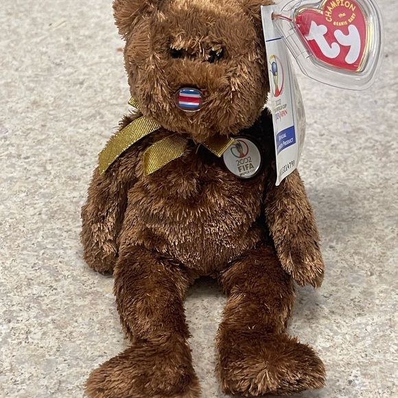 Ty Beanie Baby Champion Costa Rica The Bear 8.5" Flag Nose FIFA 2002 Special Tag - Picture 1 of 8